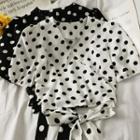 Ribbon-back Dotted Crop Top