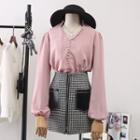 Plaid Zip Pocket Patch Mini A-line Skirt
