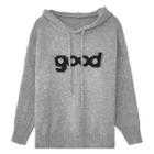Lettering Hooded Sweater Sweater - Gray - One Size