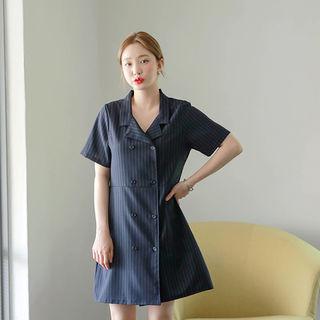 Double-breasted Stripe Coatdress