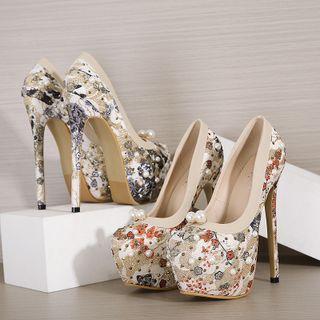 Print Platform Stiletto Pumps