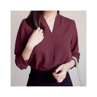 V-neck Pleated-front Top