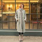 Funnel-neck Faux-shearling Coat