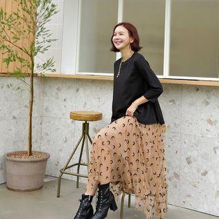 Crescent-pattern Maxi Tulle Skirt