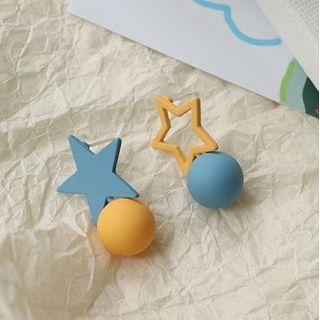Star Drop Earring 1 Pair - Blue & Yellow - One Size