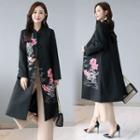 Frog Buttoned Floral Embroidery Coat