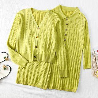 Set: Knit Cardigan + Pencil Skirt / Polo Dress