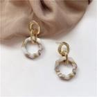 Geometric Resin Hoop Dangle Earring 1 Pair - Earring - Coffee & White - One Size
