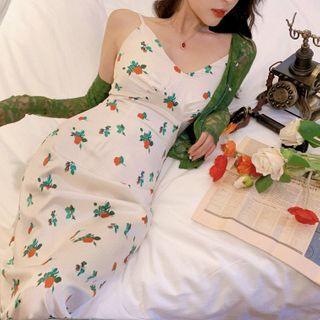 Floral Spaghetti-strap Midi Dress