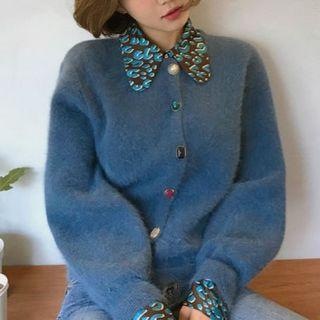 Furry Cardigan / Leopard Shirt