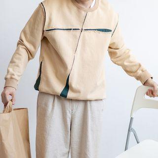 Distressed Color-block Pullover