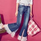 Ruffle-cuff Boot-cut Skinny Jeans