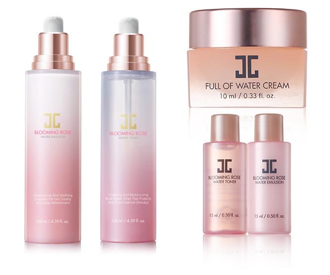 Jayjun - Blooming Rose Skin Care Set: Water Toner (140ml + 15ml) + Water Emulsion (140ml + 15ml) + Water Cream 10ml 5 Pcs
