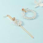 Non-matching Faux Crystal Hoop Alloy Bar Dangle Earring