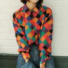 Rhombus Print Shirt As Shown In Figure - One Size