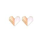 Sterling Silver Plated Rose Gold Simple Sweet Heart-shaped Mother Shell Stud Earrings Rose Gold - One Size