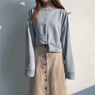 Plain Irregular Hem Pullover