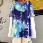 Tie-dye Mock Two-piece Long-sleeve T-shirt