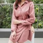 Tab-sleeve Wrap-front Shirtdress