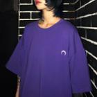 Embroidered Moon Elbow-sleeve T-shirt