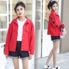 Lace Up Button Denim Jacket