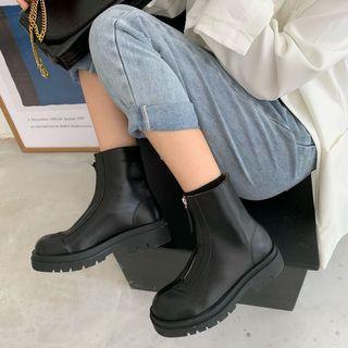 Plain Zip Platform Short Boots