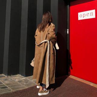 Belted Fleece-lined Maxi Coat