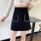 Contrast Embroidered Mini A-line Skirt