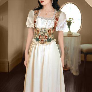 Floral Panel Midi A-line Dress (various Designs)
