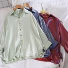 Satin Side Lace-up Long-sleeve Blouse
