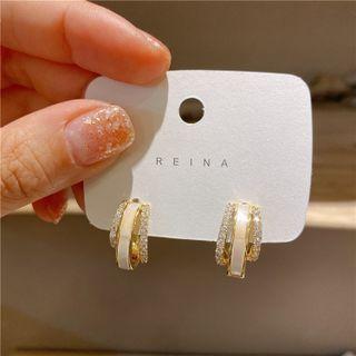 Layered Shell Alloy Hoop Earring Ndyz603 - Silver - One Size