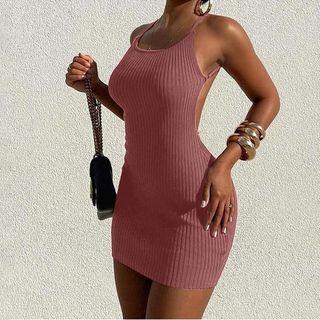 Spaghetti Strap Ribbed Mini Dress