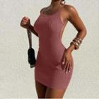 Spaghetti Strap Ribbed Mini Dress