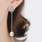 Rhinestone & Faux Pearl Dangle Earring 1 Pair - Faux Pearl - One Size