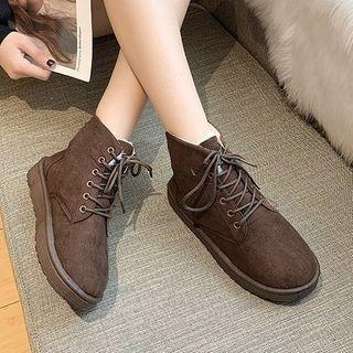 Fleece-lined Faux Suede Short Boots