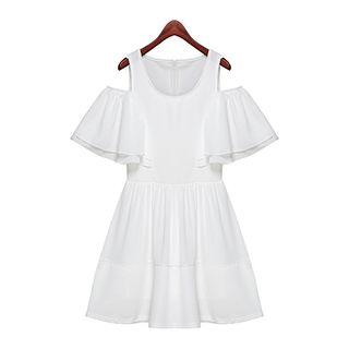 Short-sleeve Cut Out A-line Dress