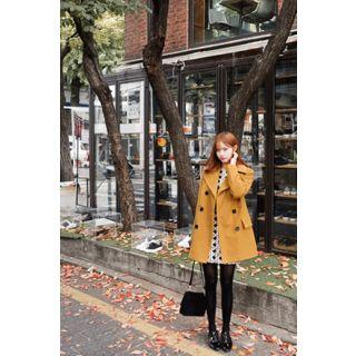 Double-breasted Wool Blend Pea Coat