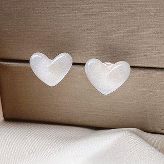 Heart Resin Earring 01 - 1 Pr - White - One Size
