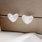 Heart Resin Earring 01 - 1 Pr - White - One Size