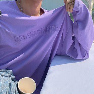 3d Letter Print Plain Long-sleeve T-shirt