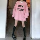 Long-sleeve Embroidered Sweatshirt Pink - One Size