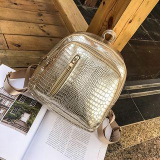 Croc Grain Pattern Faux Leather Backpack