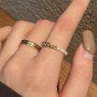 Set Of 2 : Freshwater Pearl / Alloy Ring (assorted Designs) Set Of 2 - White & Gold - One Size