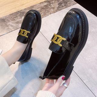 Chained Faux Leather Loafers