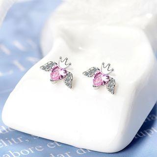 Rhinestone Flying Heart Earring