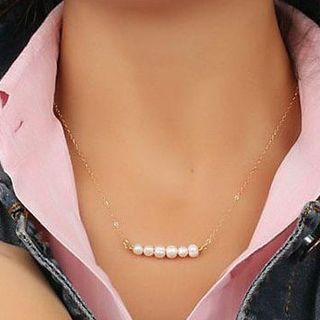 Faux Pearl Bar Necklace