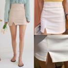 High-waist Slit-hem Miniskirt