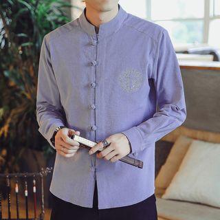 Embroidered Frog-button Shirt