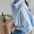 Tab-sleeve Button-detail Plain Shirt