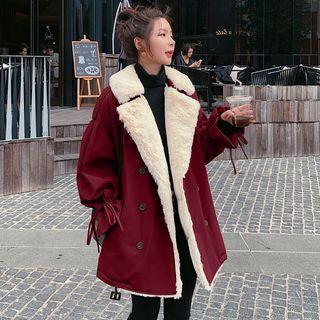 Faux Fur Lined Double-breasted Coat
